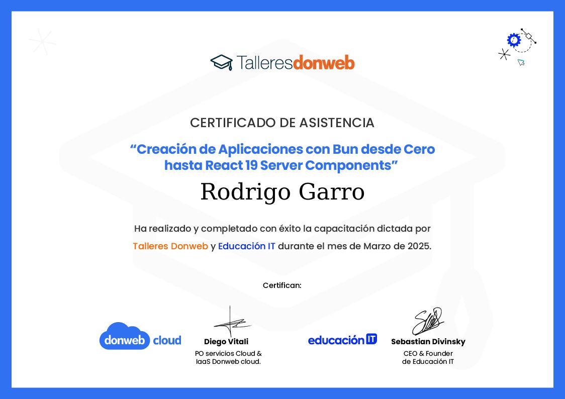 Certificado de asistencia · Talleres DonWeb