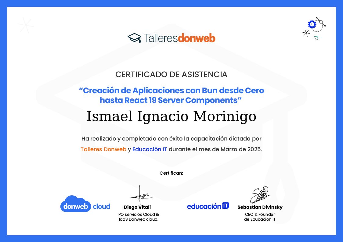 Certificado de asistencia · Talleres DonWeb