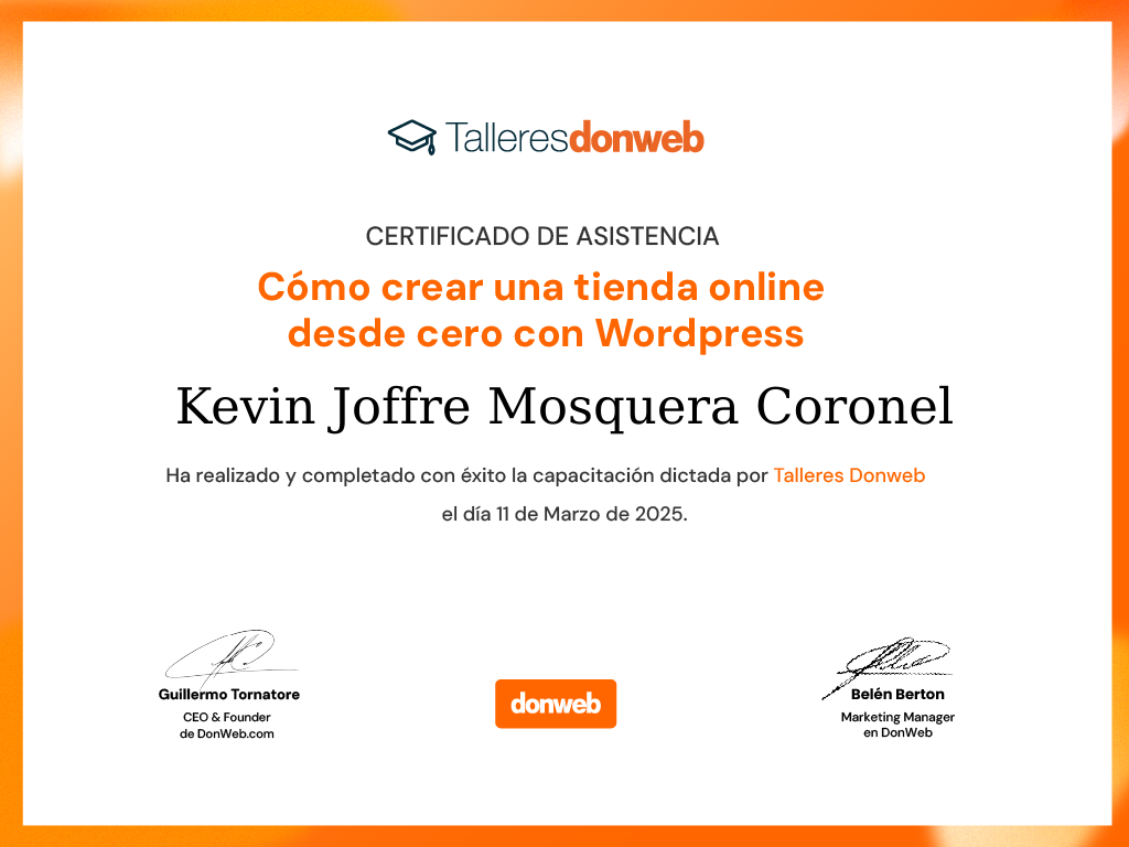 Certificado de asistencia · Talleres DonWeb