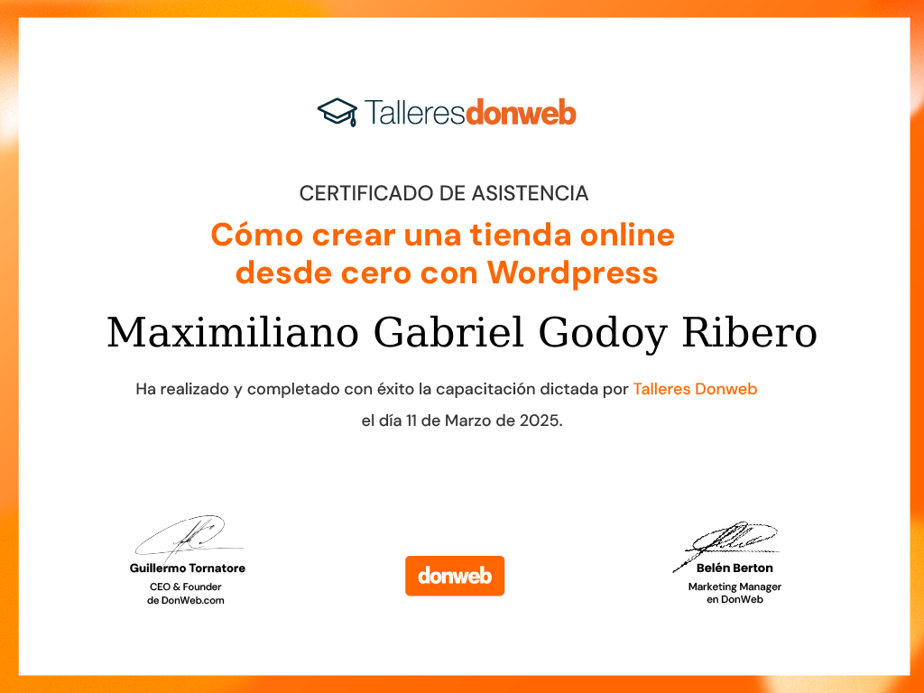 Certificado de asistencia · Talleres DonWeb