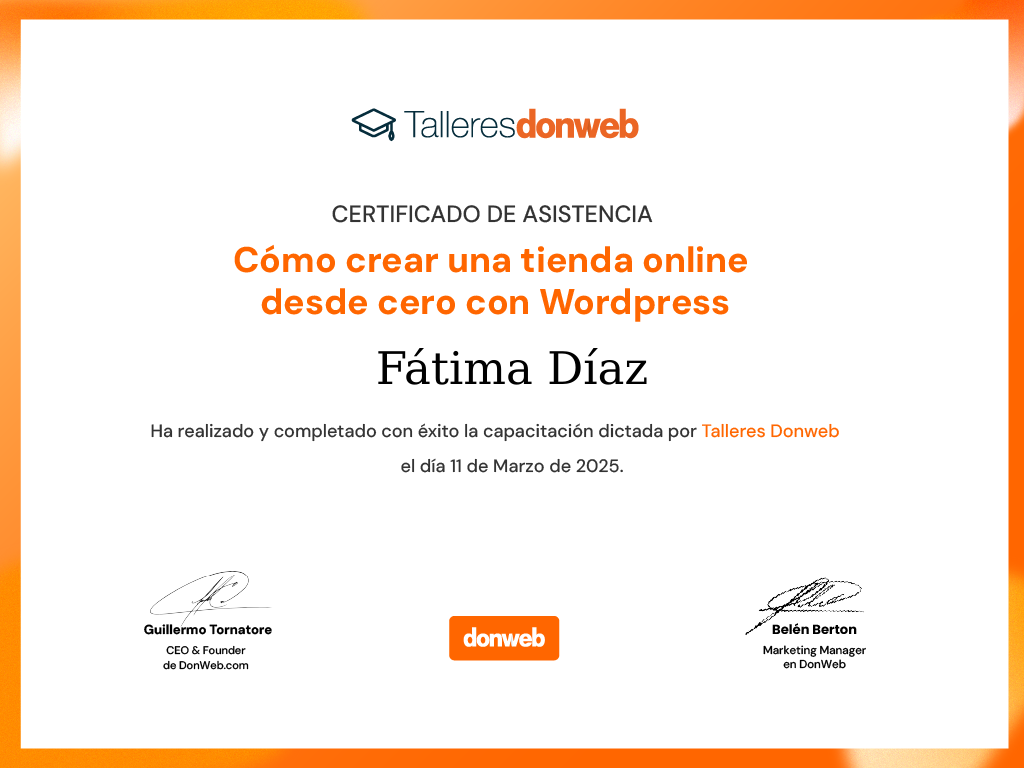 Certificado de asistencia · Talleres DonWeb