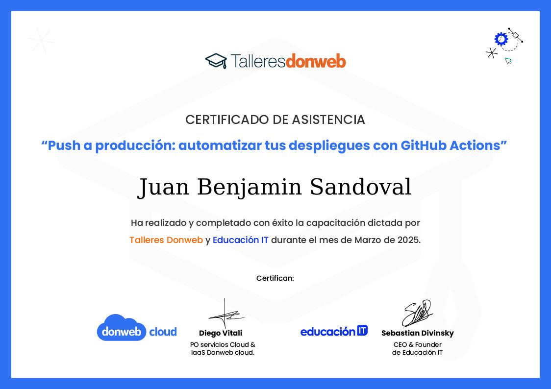 Certificado de asistencia · Talleres DonWeb