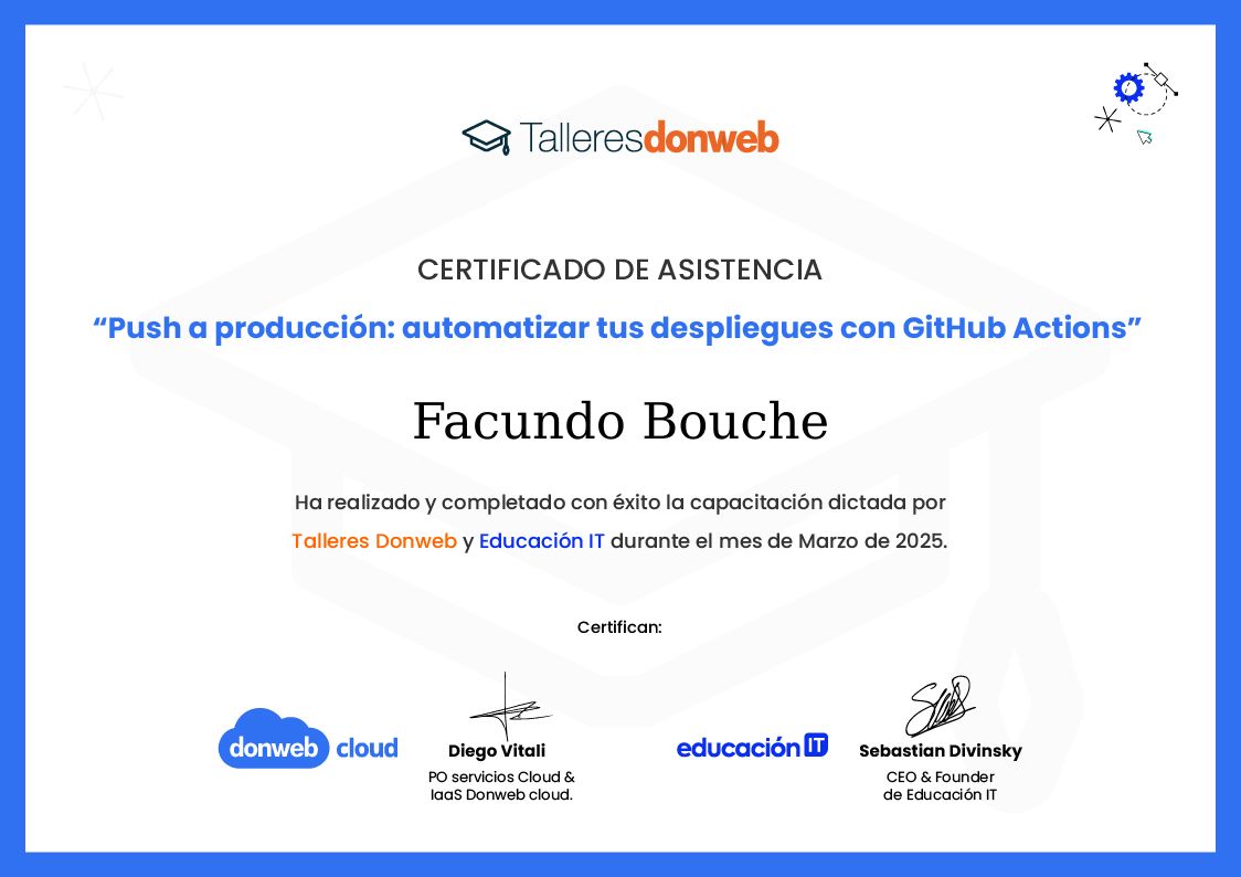 Certificado de asistencia · Talleres DonWeb