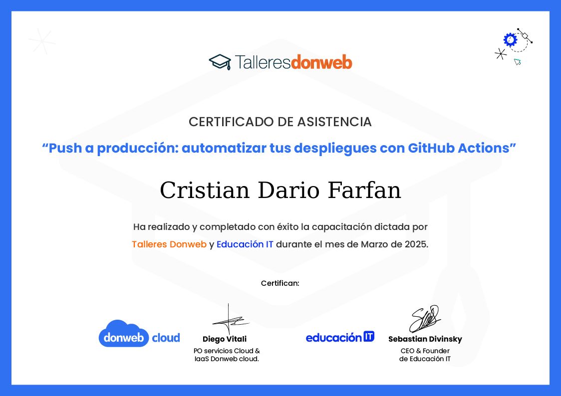 Certificado de asistencia · Talleres DonWeb