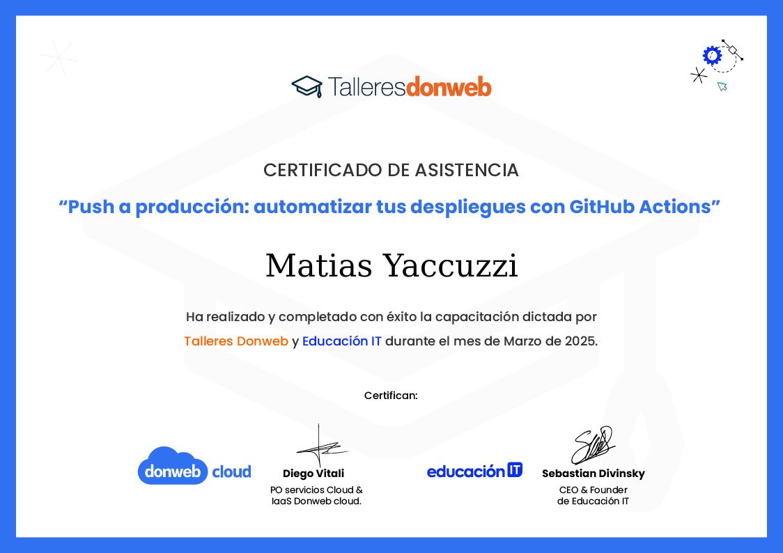 Certificado de asistencia · Talleres DonWeb