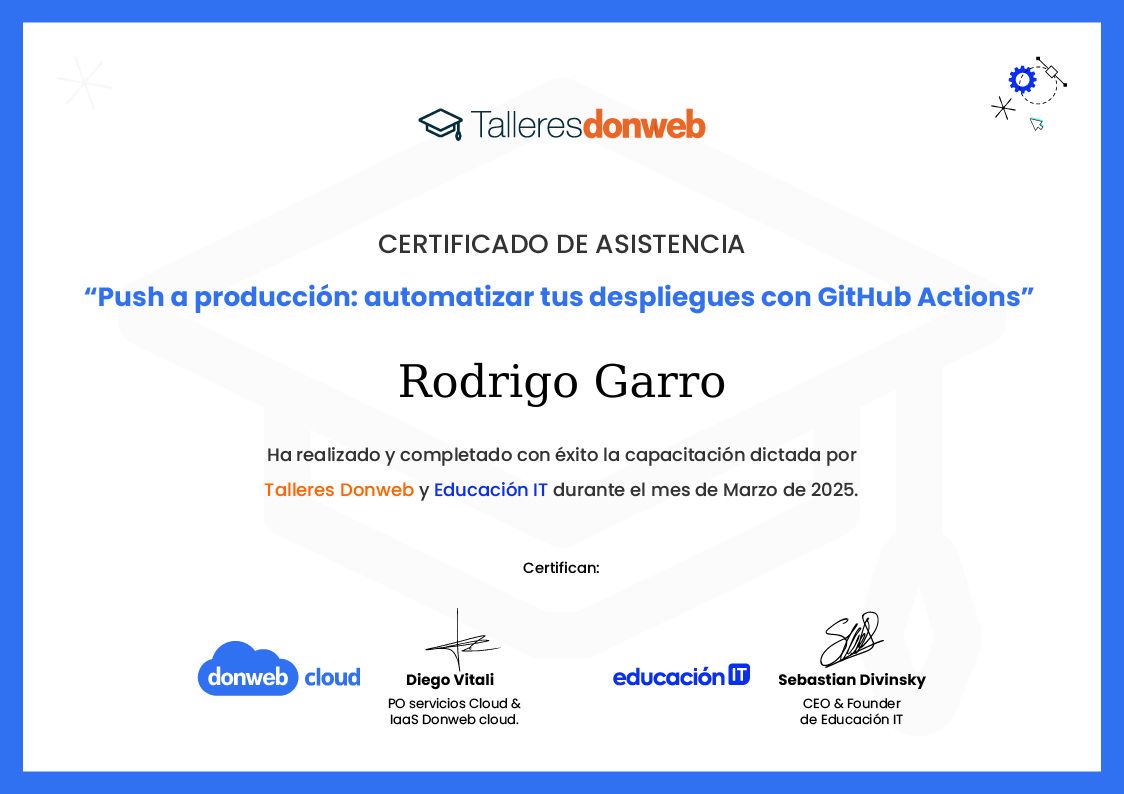Certificado de asistencia · Talleres DonWeb