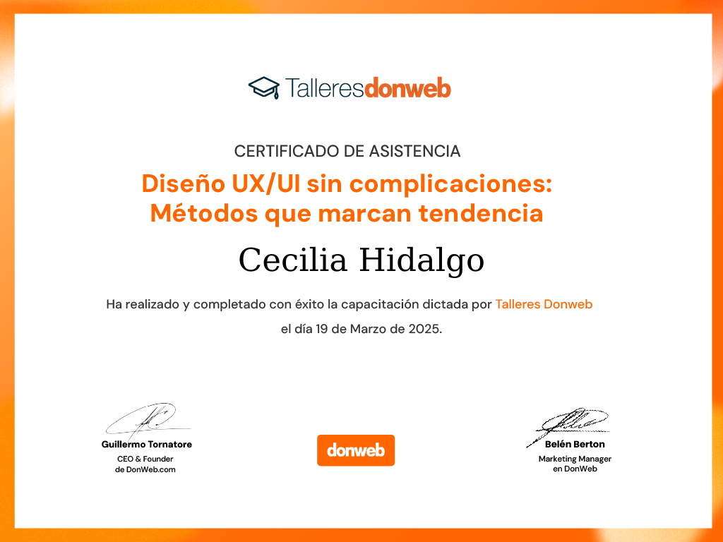 Certificado de asistencia · Talleres DonWeb