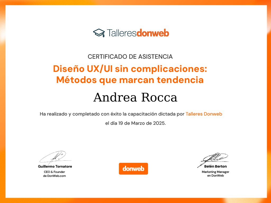 Certificado de asistencia · Talleres DonWeb