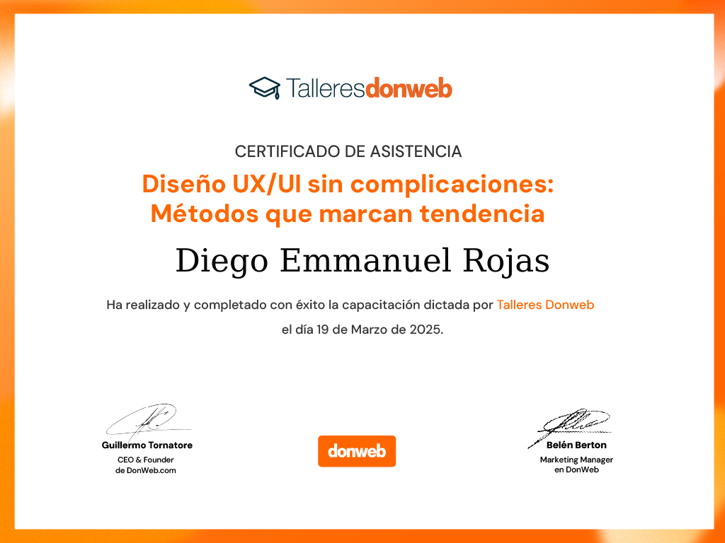 Certificado de asistencia · Talleres DonWeb
