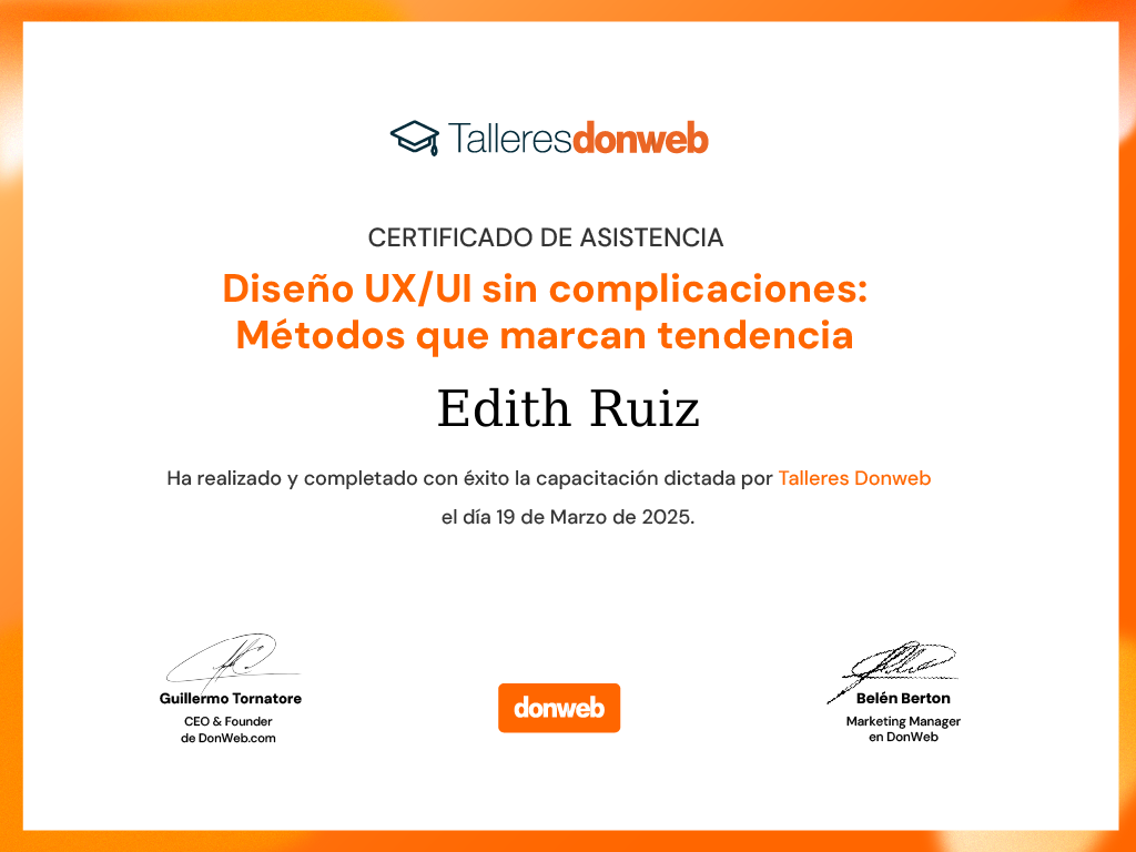 Certificado de asistencia · Talleres DonWeb