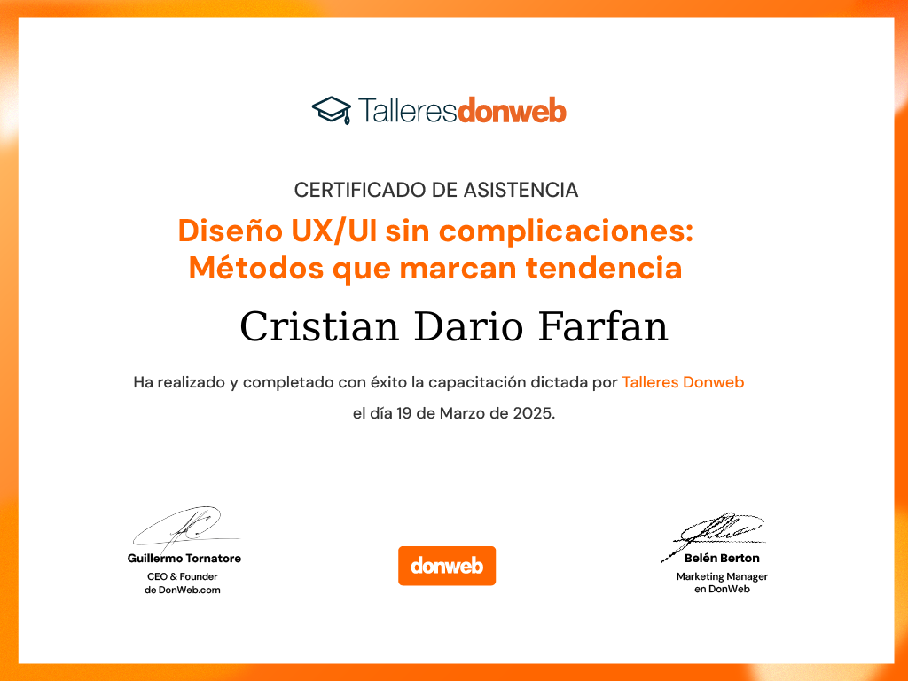 Certificado de asistencia · Talleres DonWeb
