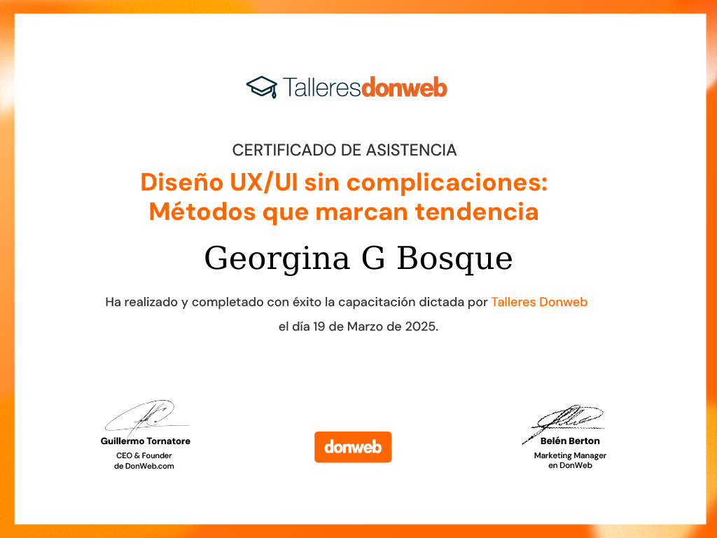Certificado de asistencia · Talleres DonWeb