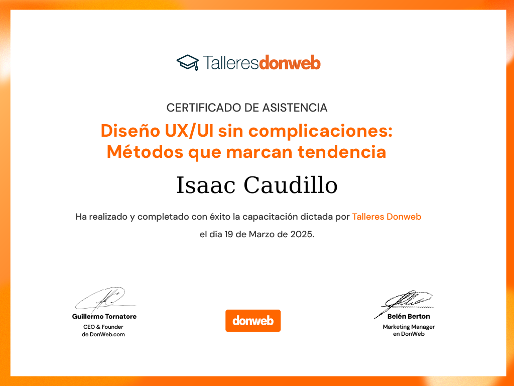 Certificado de asistencia · Talleres DonWeb
