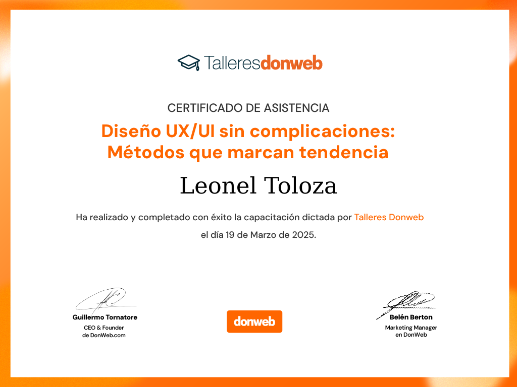 Certificado de asistencia · Talleres DonWeb