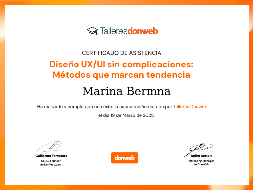 Certificado de asistencia · Talleres DonWeb