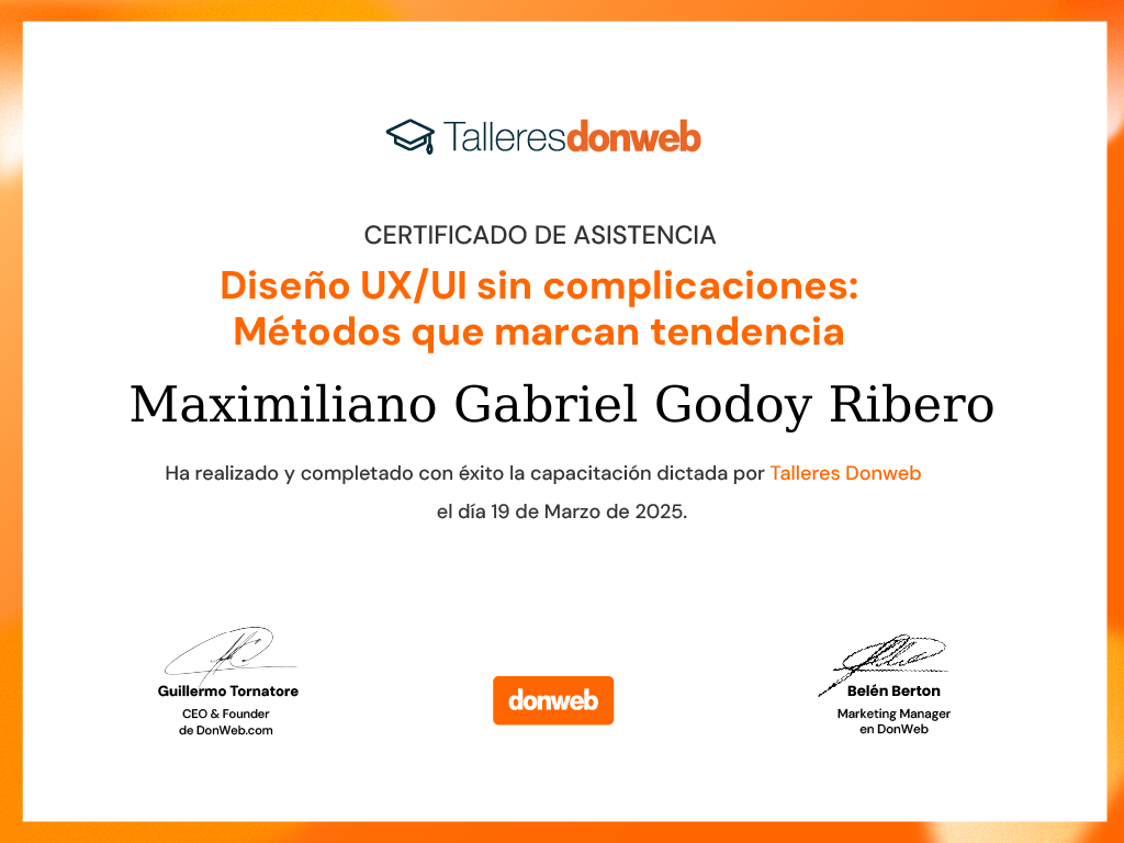 Certificado de asistencia · Talleres DonWeb