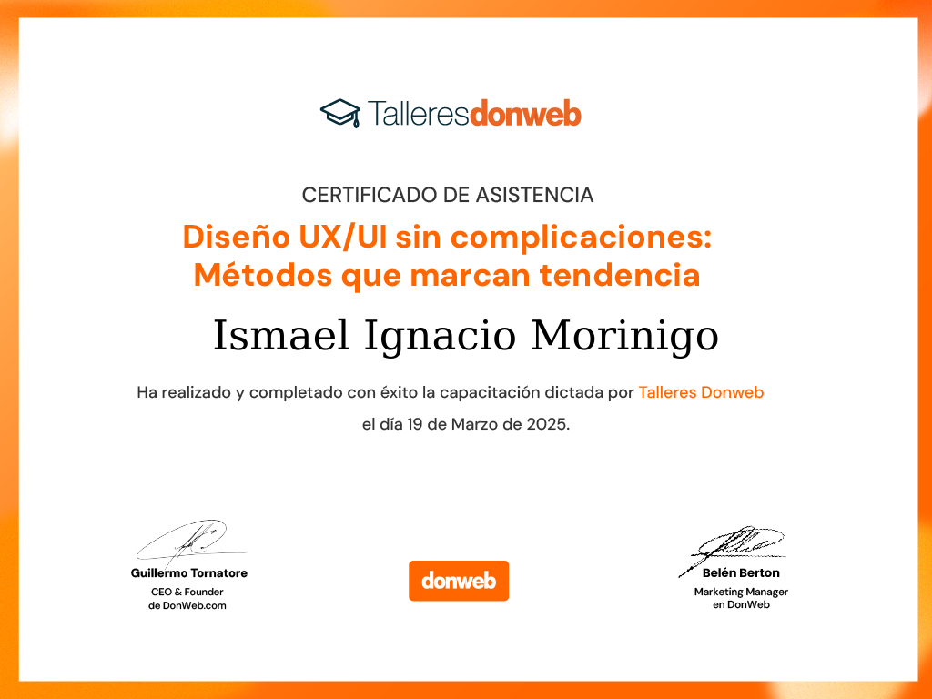 Certificado de asistencia · Talleres DonWeb