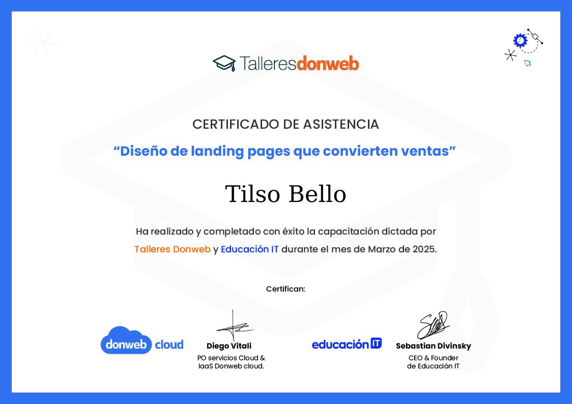 Certificado de asistencia · Talleres DonWeb