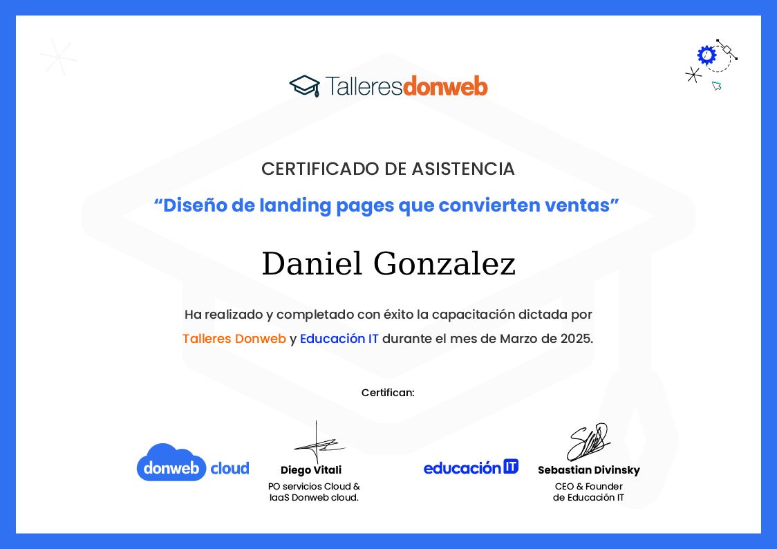 Certificado de asistencia · Talleres DonWeb