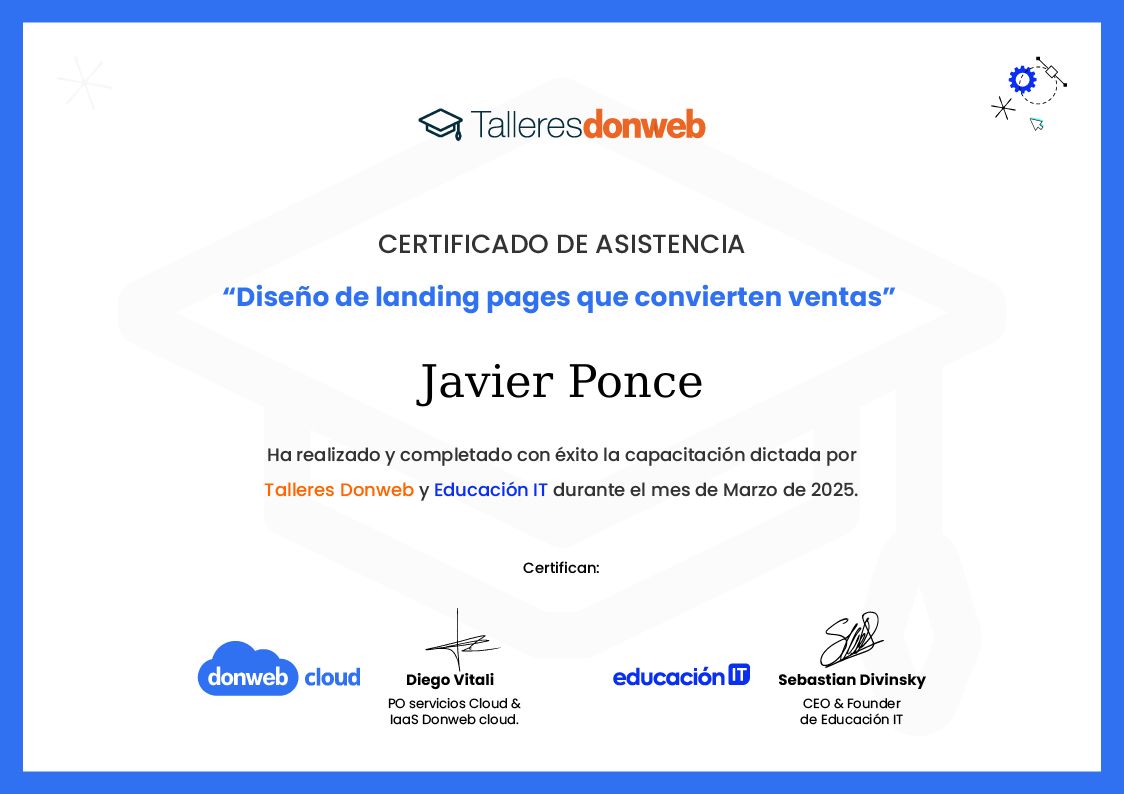 Certificado de asistencia · Talleres DonWeb