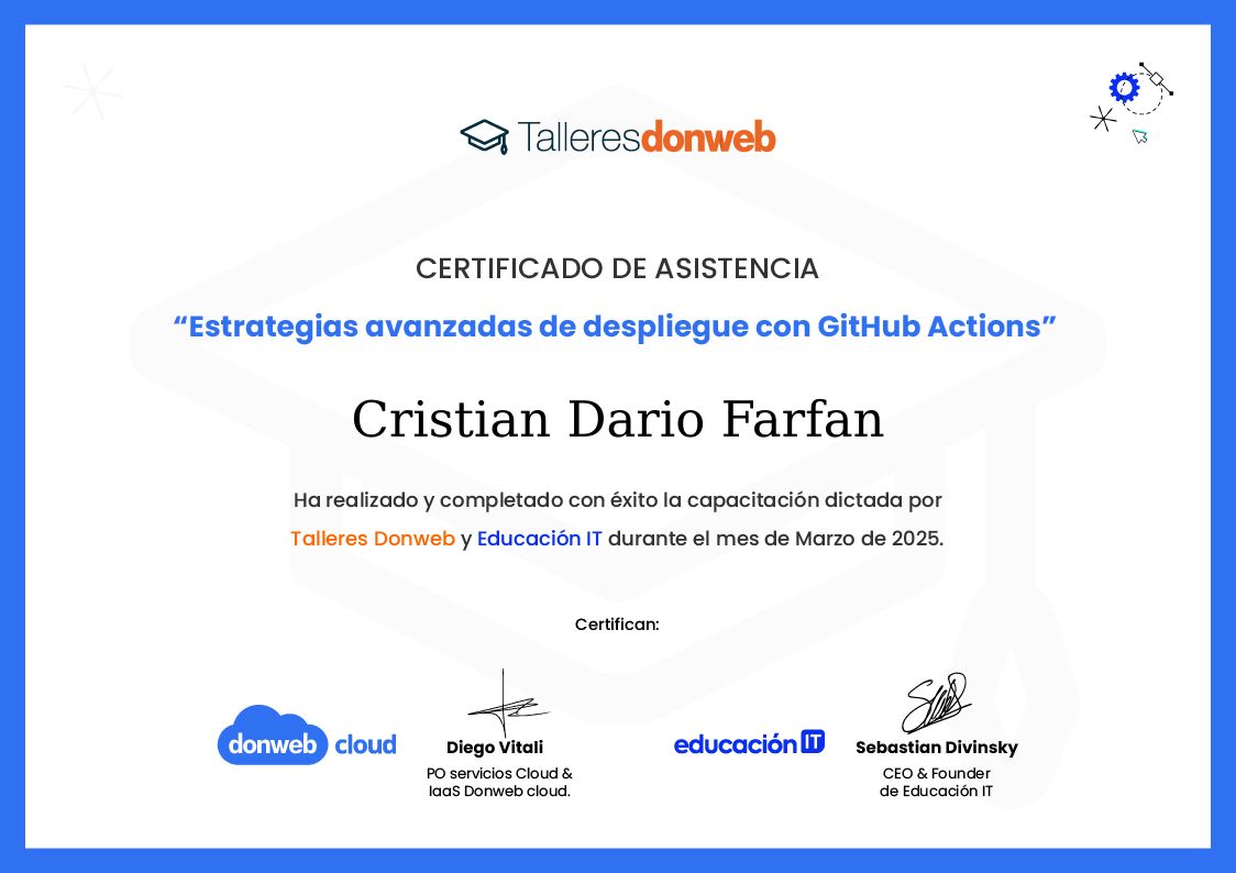 Certificado de asistencia · Talleres DonWeb