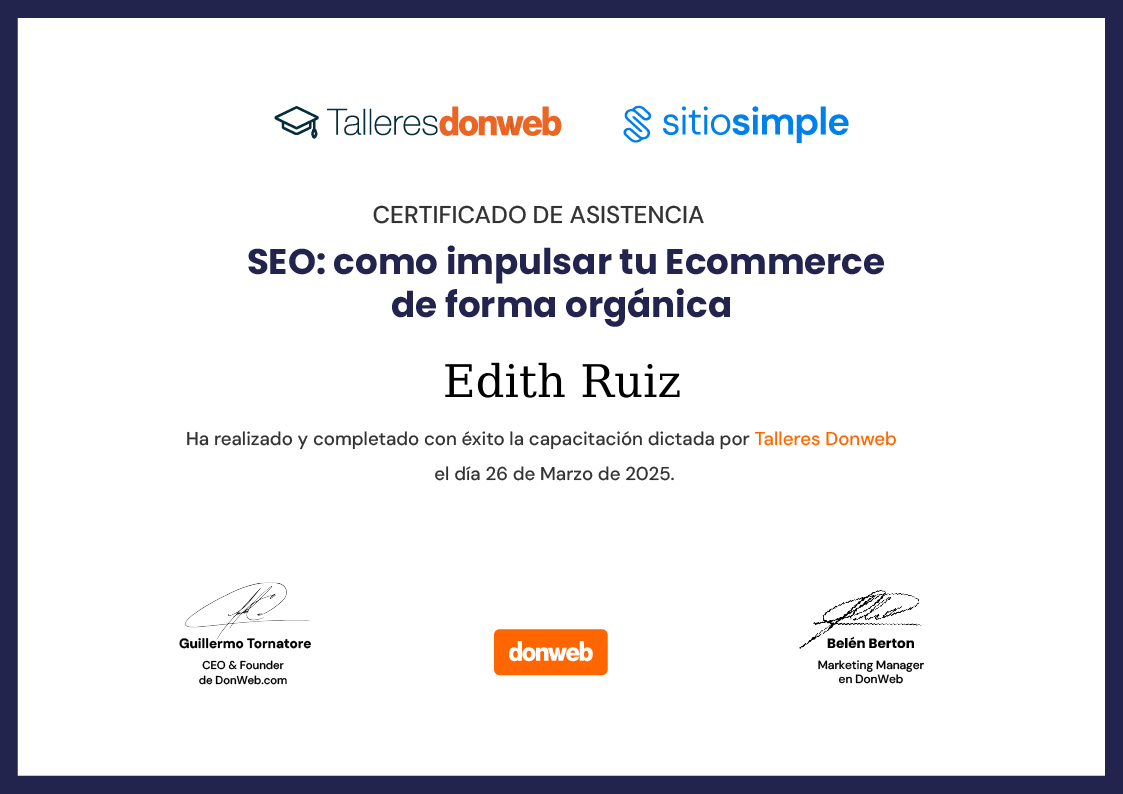 Certificado de asistencia · Talleres DonWeb