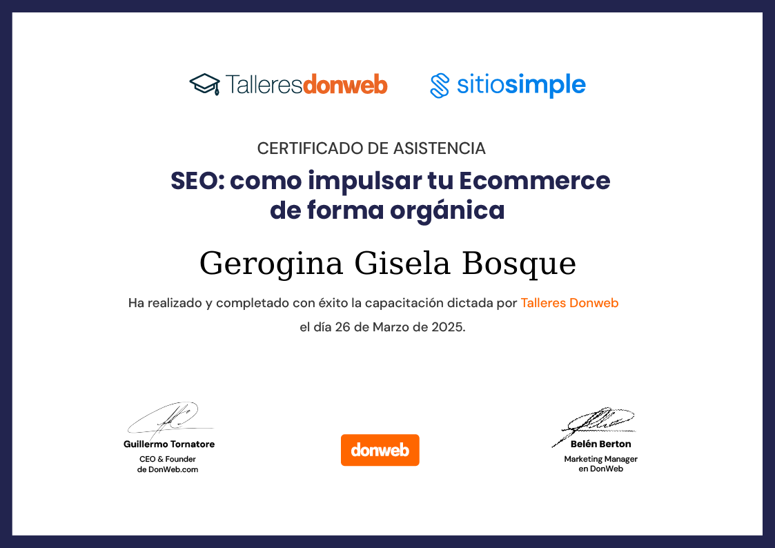Certificado de asistencia · Talleres DonWeb