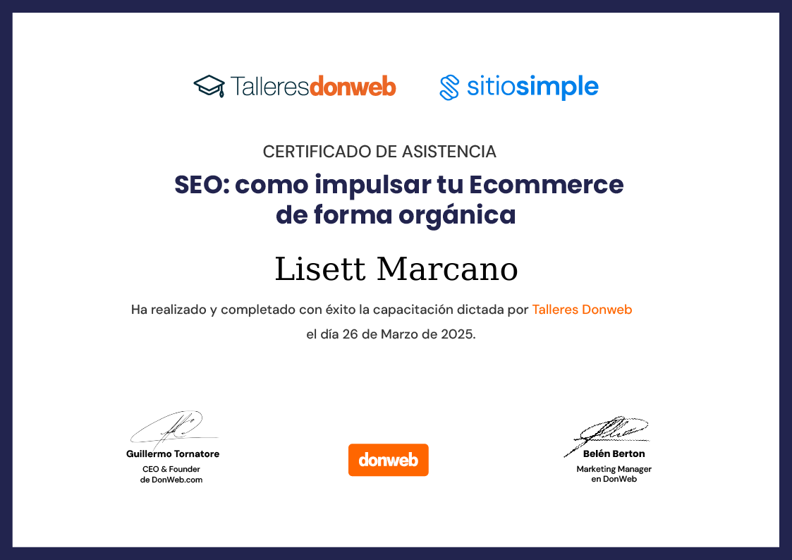 Certificado de asistencia · Talleres DonWeb