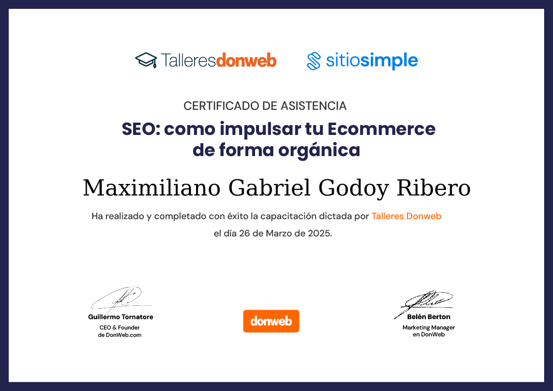 Certificado de asistencia · Talleres DonWeb