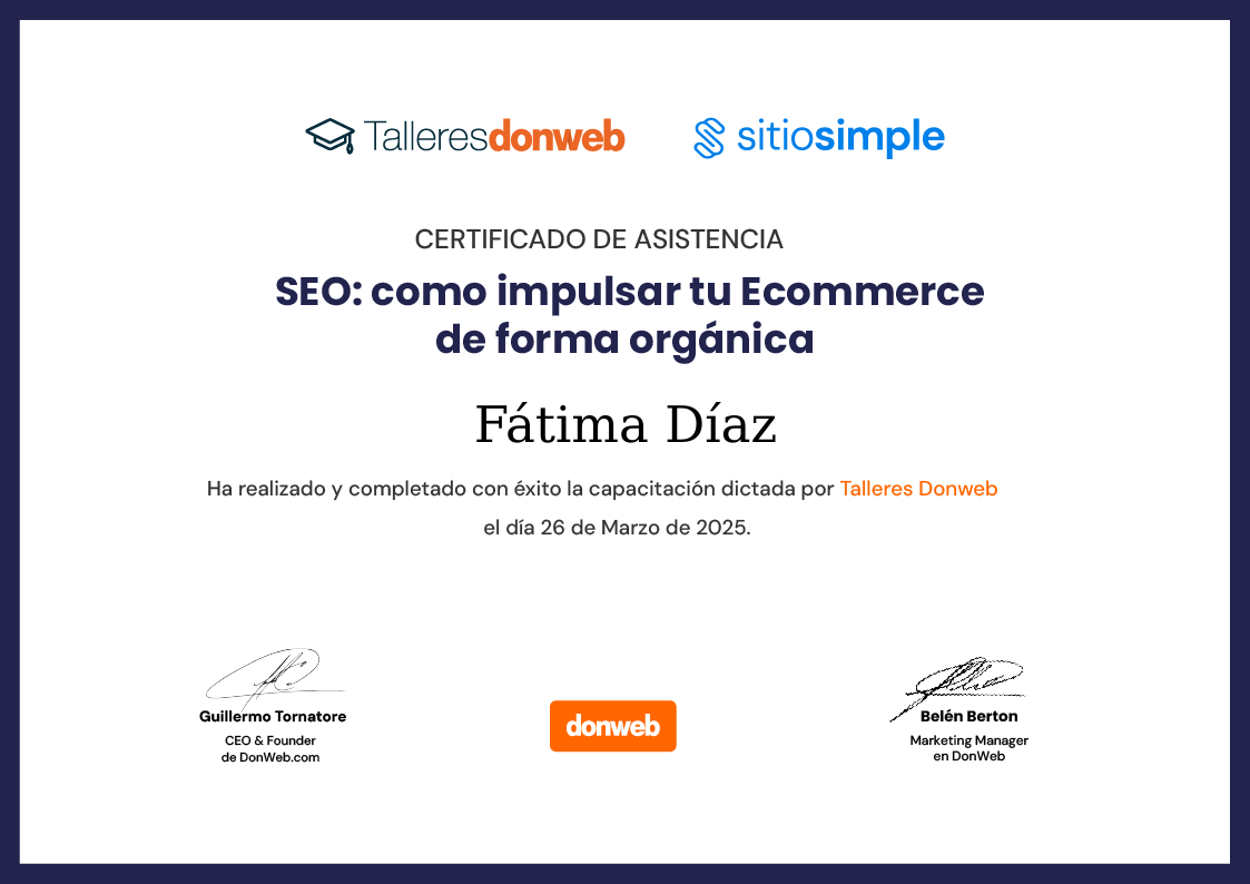 Certificado de asistencia · Talleres DonWeb