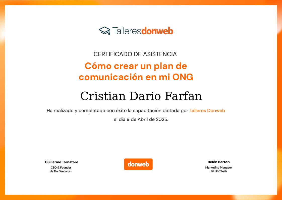 Certificado de asistencia · Talleres DonWeb