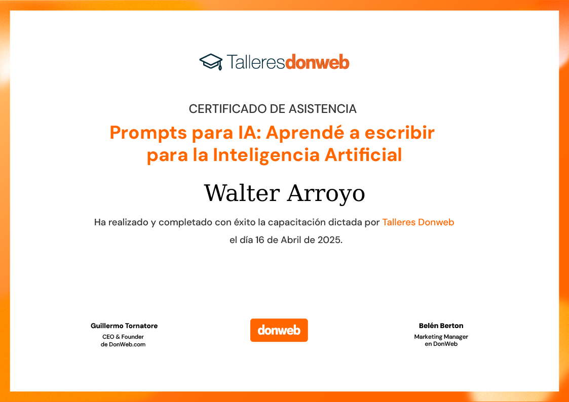 Certificado de asistencia · Talleres DonWeb