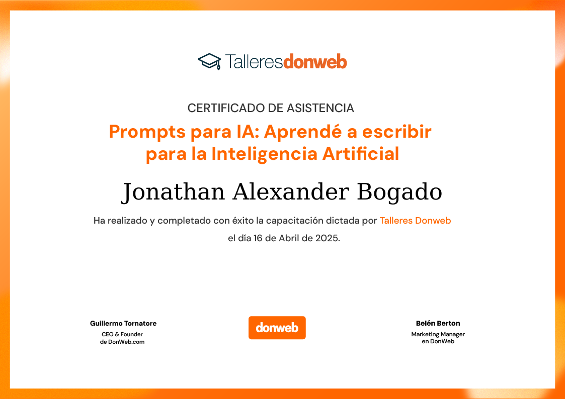 Certificado de asistencia · Talleres DonWeb