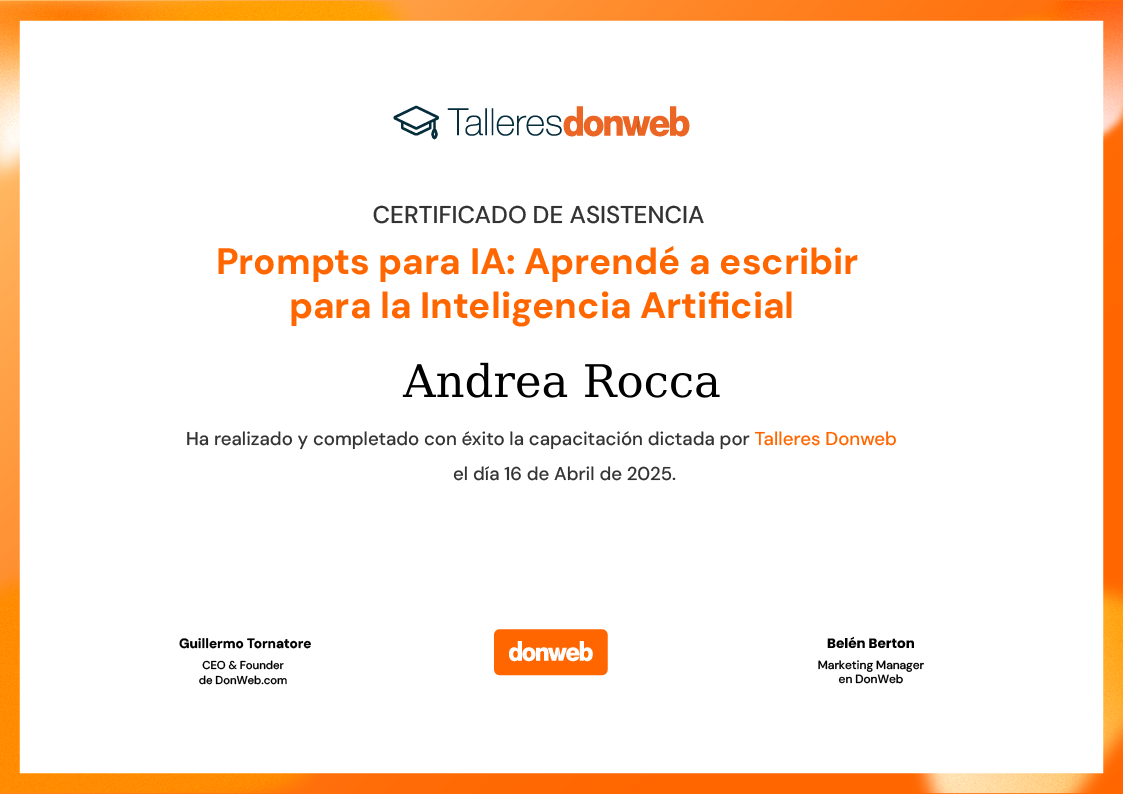 Certificado de asistencia · Talleres DonWeb
