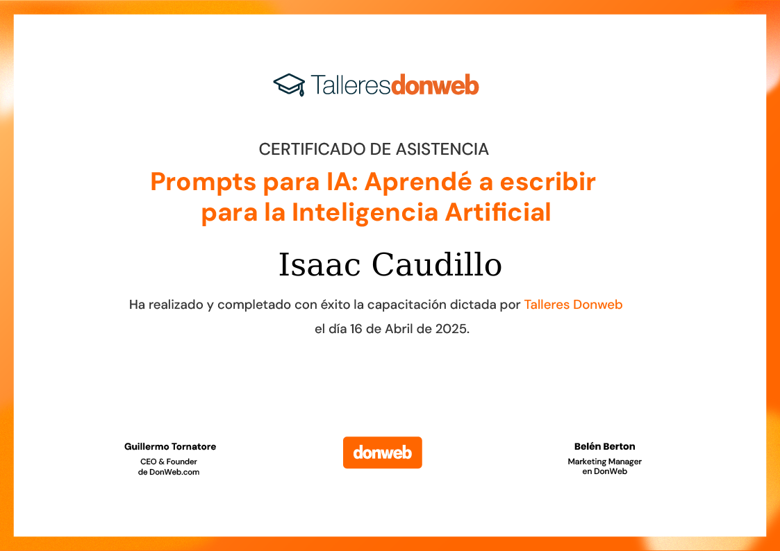 Certificado de asistencia · Talleres DonWeb