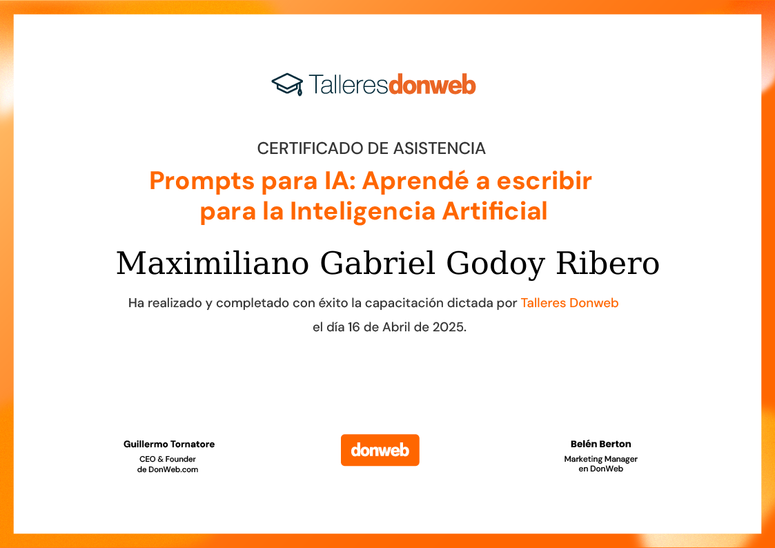 Certificado de asistencia · Talleres DonWeb