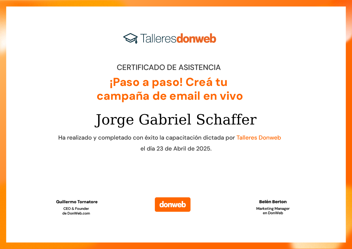 Certificado de asistencia · Talleres DonWeb