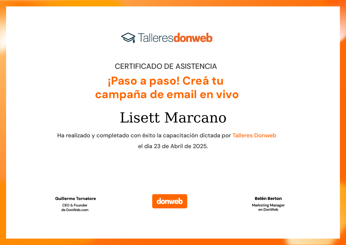 Certificado de asistencia · Talleres DonWeb