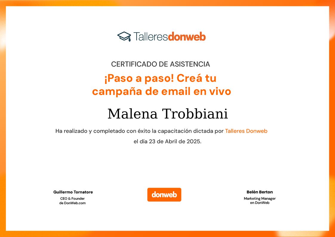 Certificado de asistencia · Talleres DonWeb
