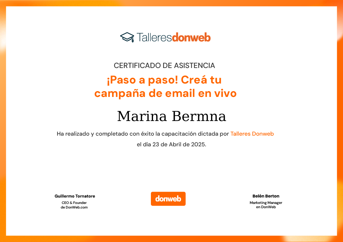Certificado de asistencia · Talleres DonWeb