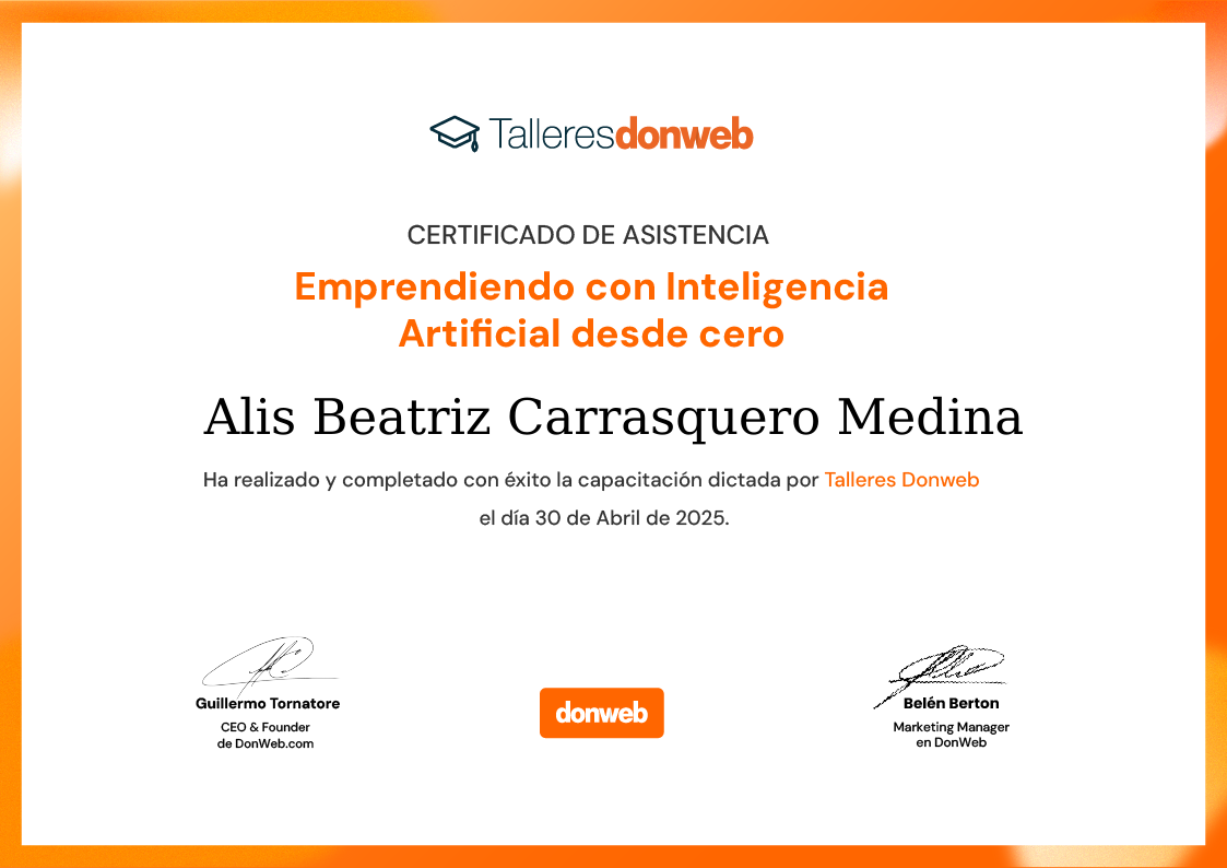 Certificado de asistencia · Talleres DonWeb
