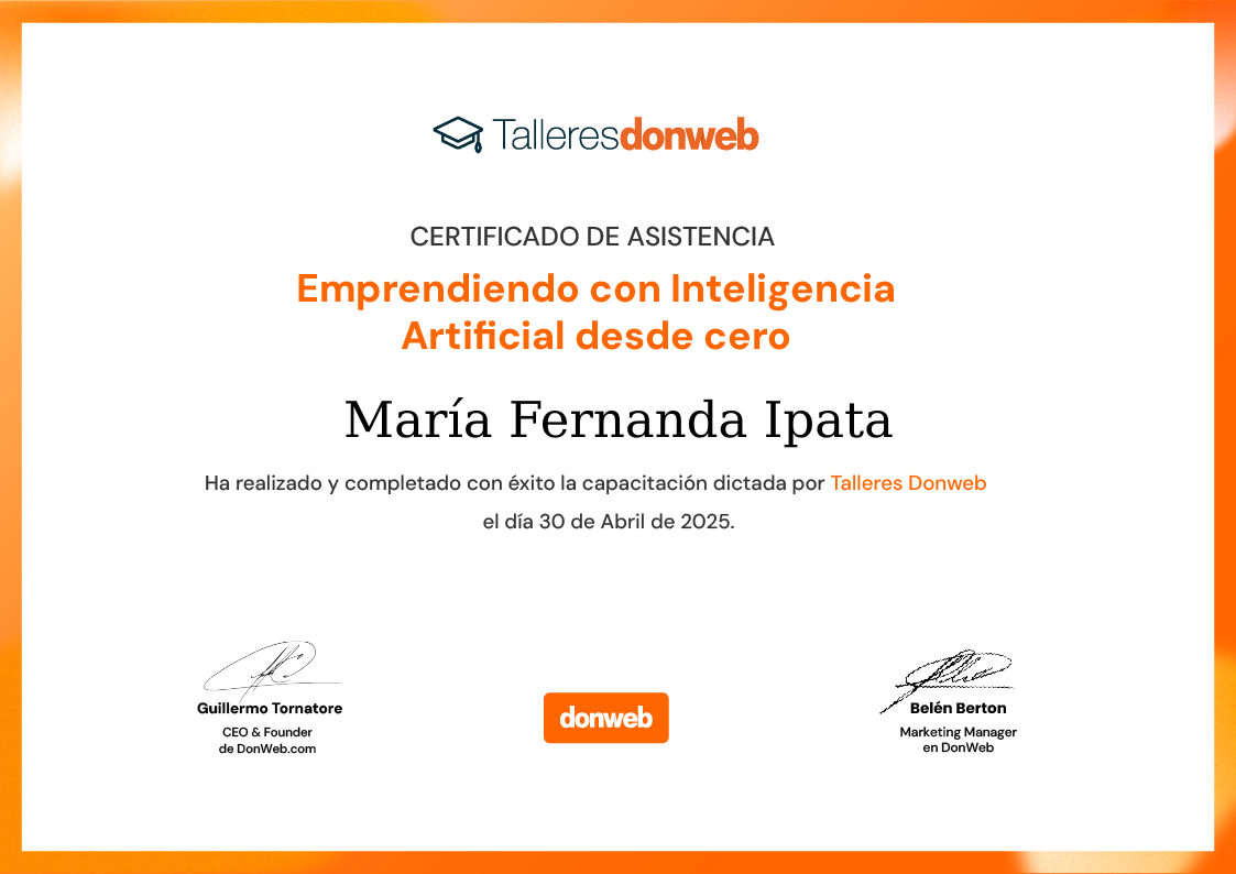 Certificado de asistencia · Talleres DonWeb