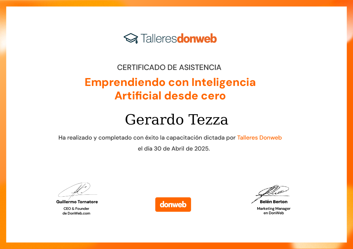 Certificado de asistencia · Talleres DonWeb