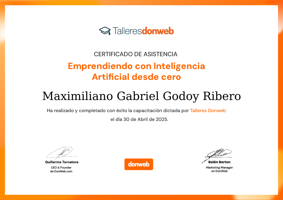 Certificado de asistencia · Talleres DonWeb
