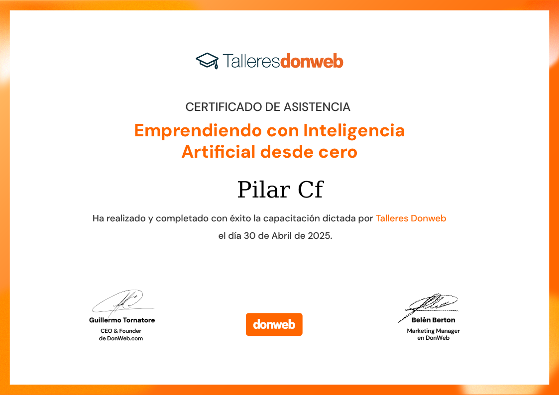 Certificado de asistencia · Talleres DonWeb