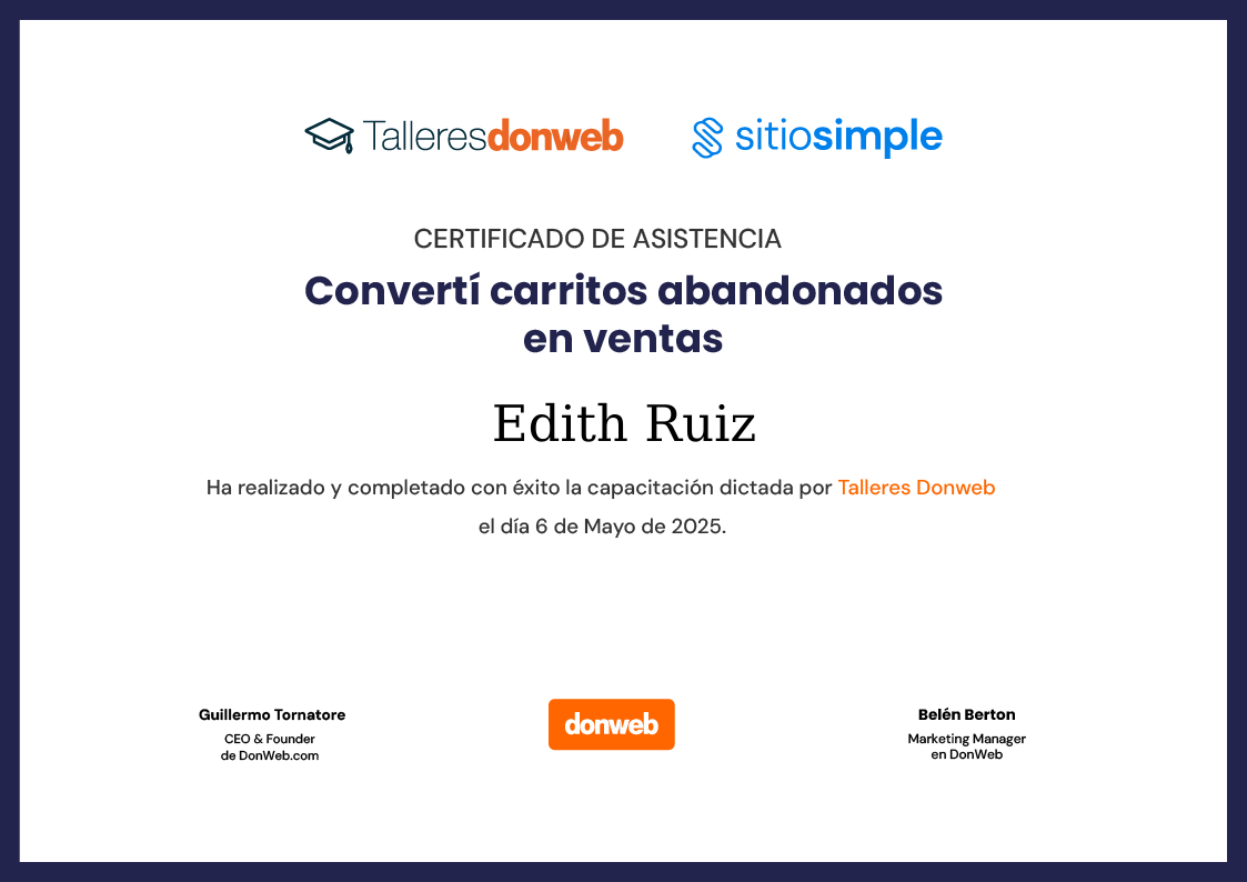 Certificado de asistencia · Talleres DonWeb