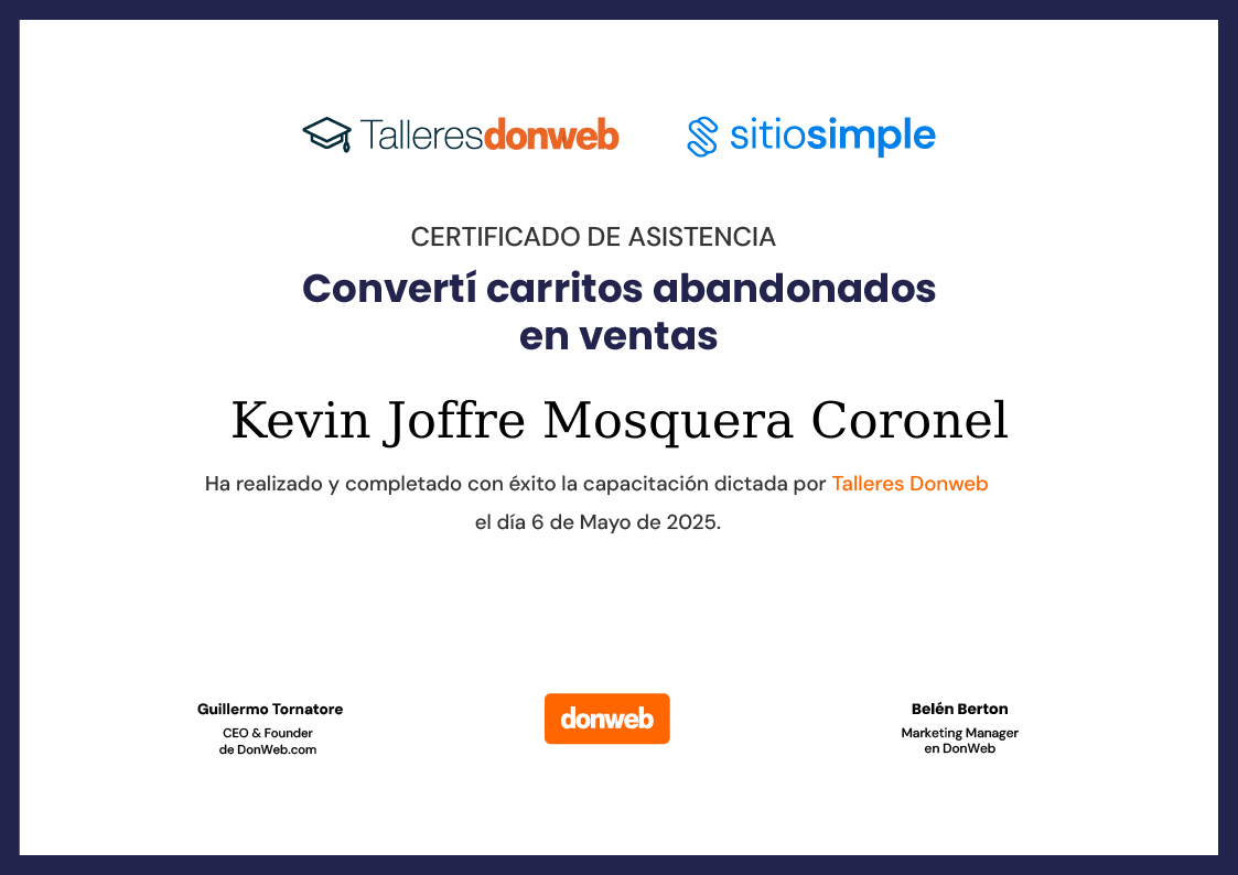Certificado de asistencia · Talleres DonWeb