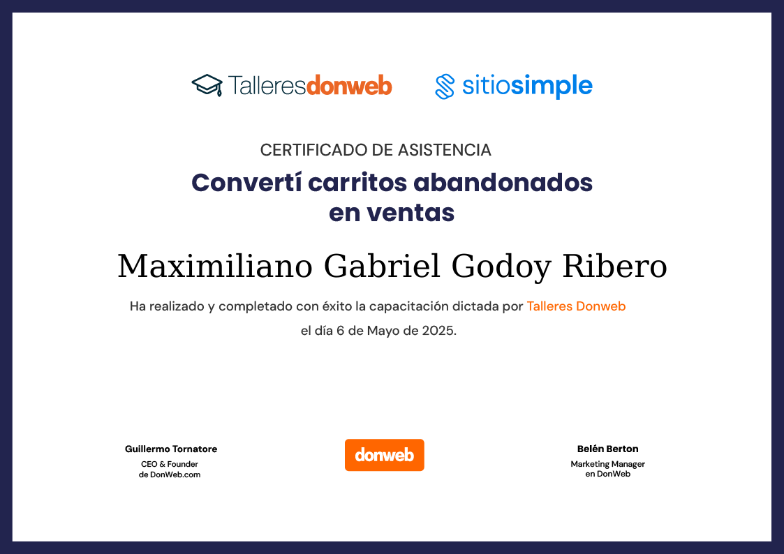 Certificado de asistencia · Talleres DonWeb