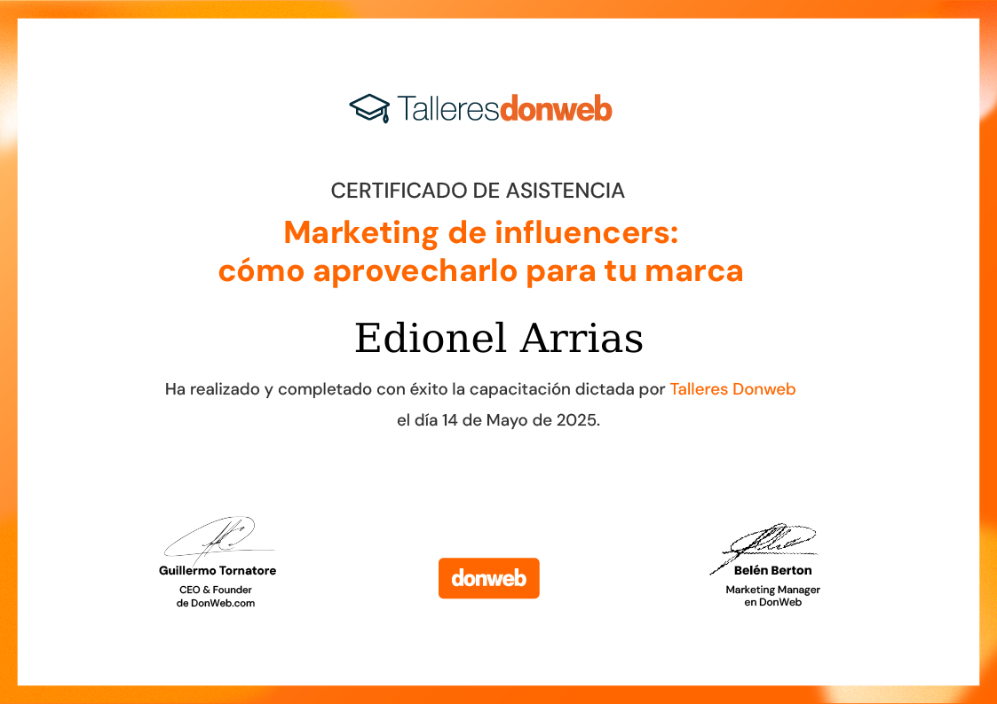 Certificado de asistencia · Talleres DonWeb
