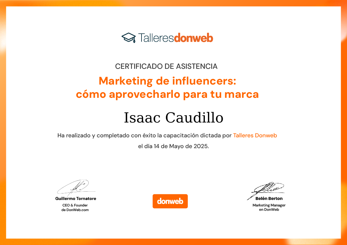 Certificado de asistencia · Talleres DonWeb